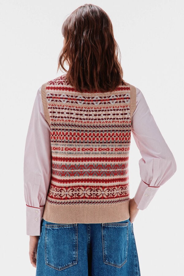 TFP by Tamara Falc&oacute; Chaleco jacquard geom&eacute;trico Beige