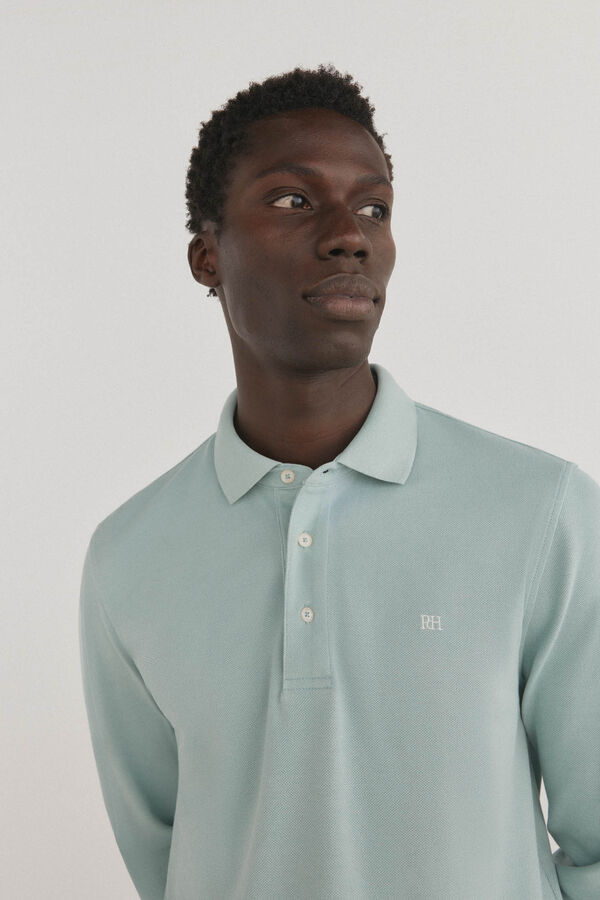 Pedro del Hierro Polo b&aacute;sico manga larga Azul