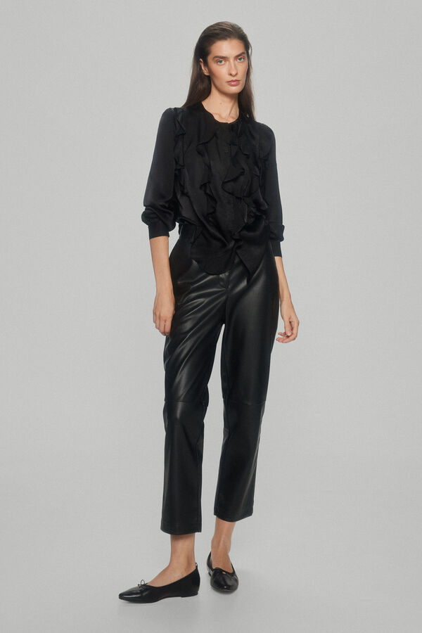Pedro del Hierro Blusa rom&aacute;ntica volantes Negro