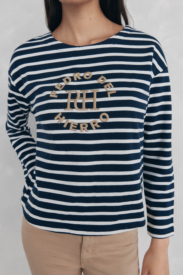 Pedro del Hierro Sweatshirt riscas bordado Azul