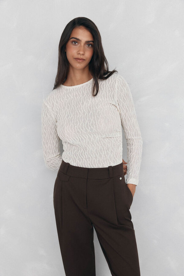 Pedro del Hierro Camiseta estructura manga larga Crudo