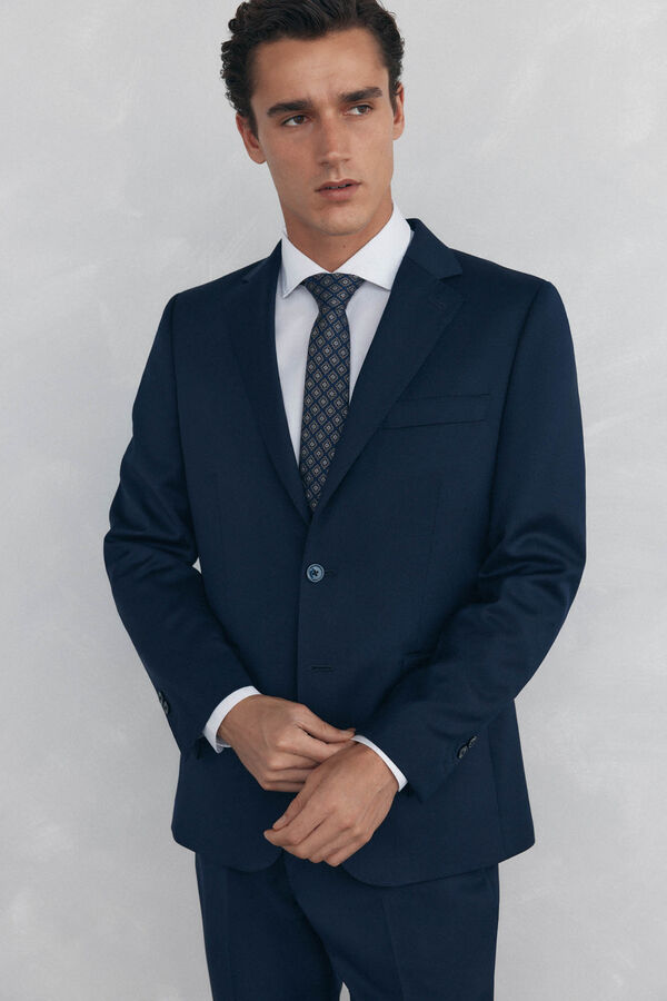 Pedro del Hierro Blazer bi-el&aacute;stico liso e sob medida Azul