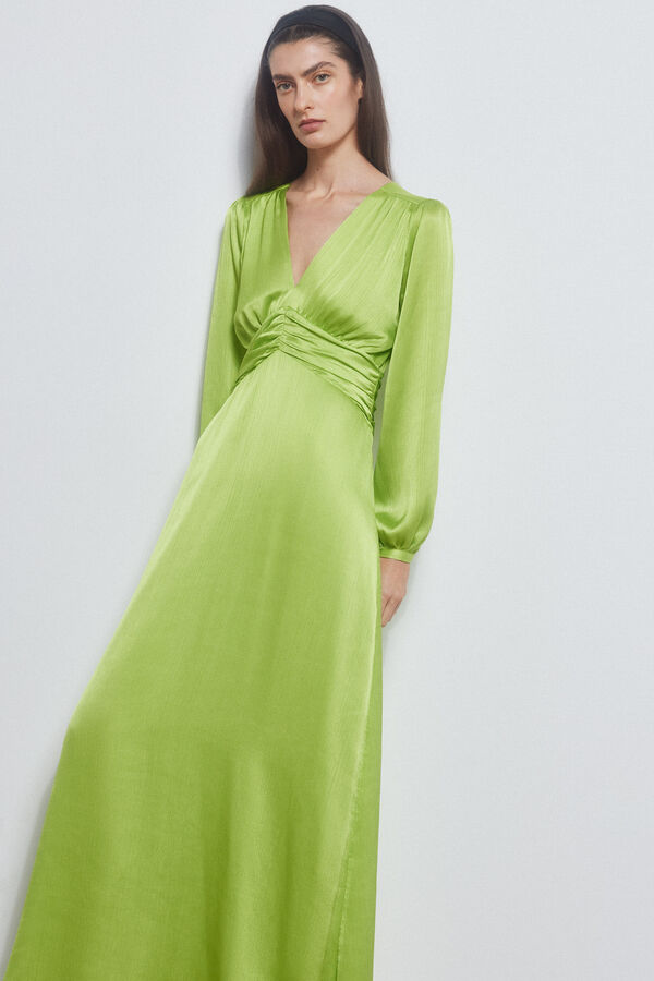 Pedro del Hierro Vestido largo satinado Amarillo