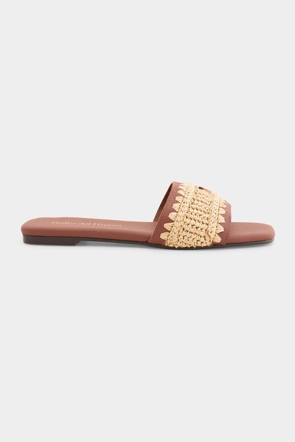 Pedro del Hierro Sand&aacute;lia rasa com logo Ecru