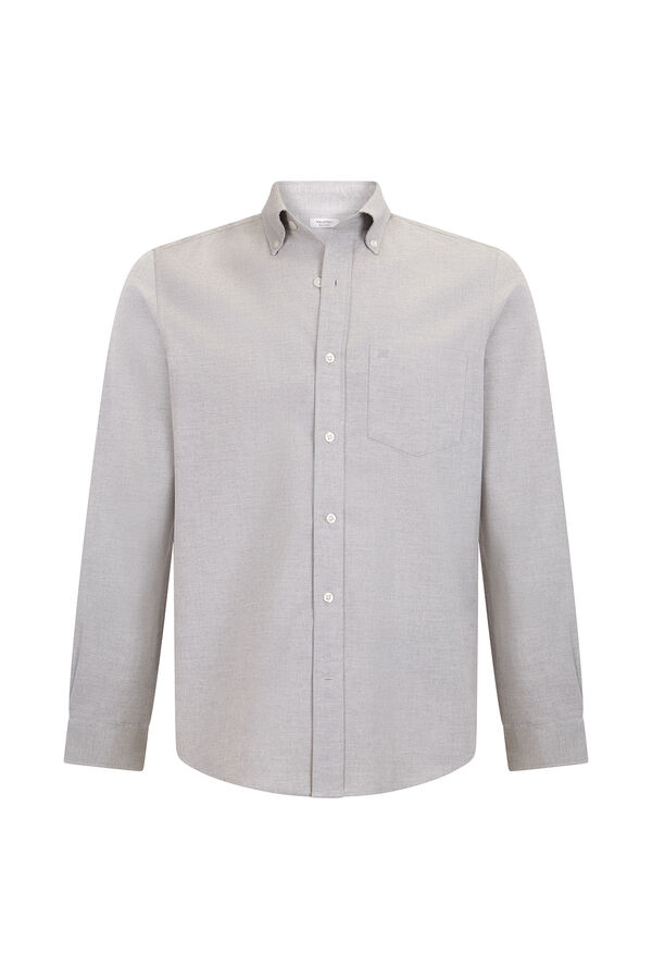 Pedro del Hierro Camisa Oxford Lisa Escovada Cizento