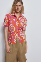 Pedro del Hierro Camisa algod&oacute;n estampada manga corta Naranja