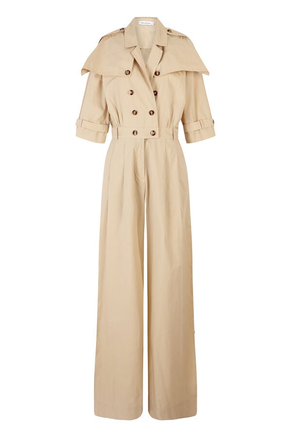 Pedro del Hierro Macac&atilde;o perna larga em gabardina Beige