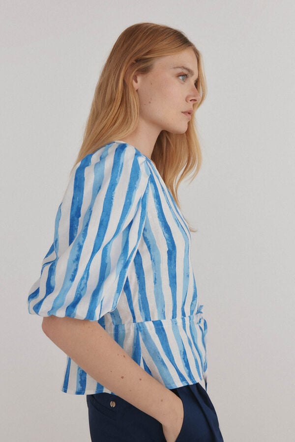 Pedro del Hierro Blusa fluida la&ccedil;o Turquesa