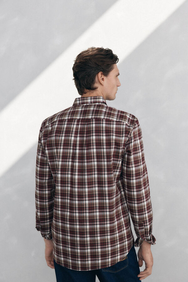 Pedro del Hierro Camisa cuadros Tencel Burdeos