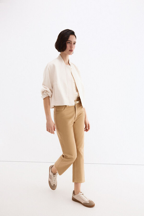 Pedro del Hierro Jeans straight capri basic Beige