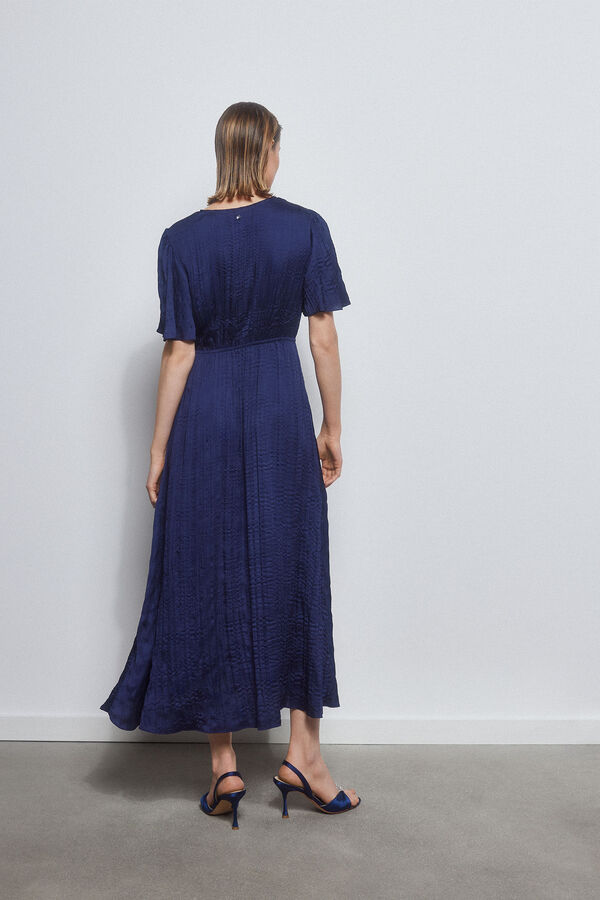 Pedro del Hierro Vestido plisado irregular Azul