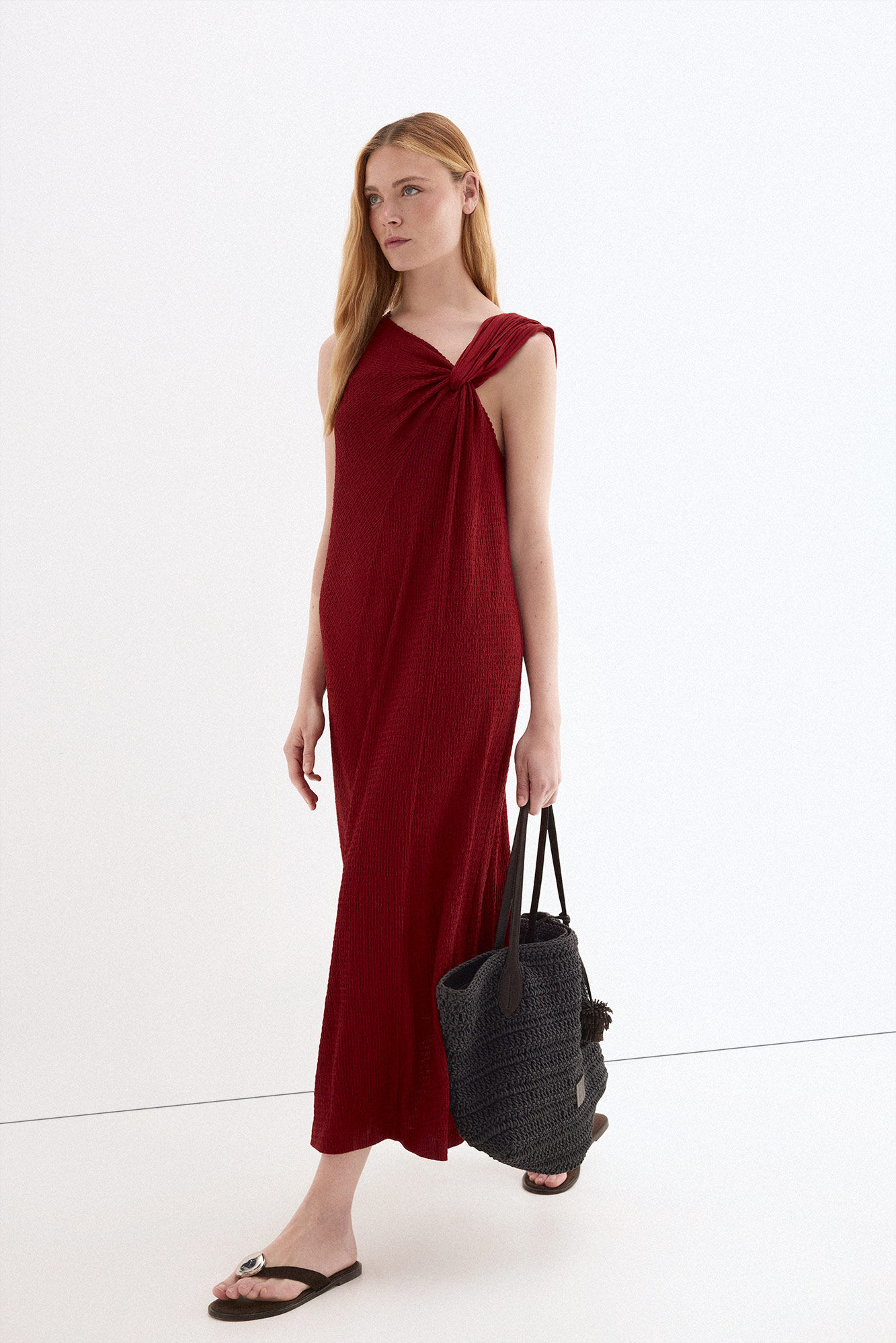 Pedro del Hierro Vestido comprido decote assim&eacute;trico