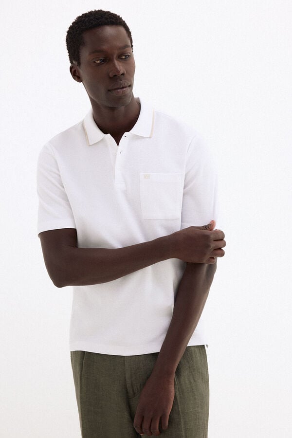 Pedro del Hierro Polo com textura Branco