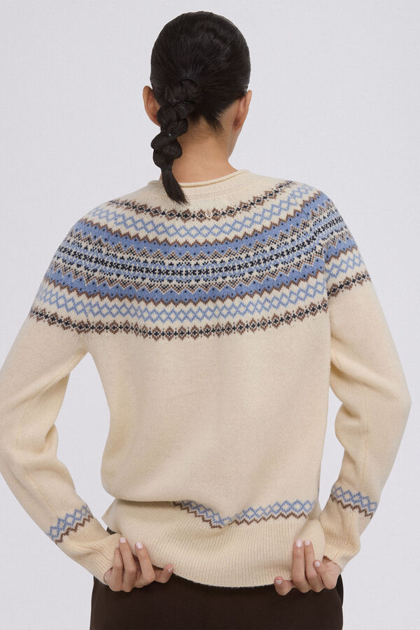 Pedro del Hierro Jersey jacquard greca Beige