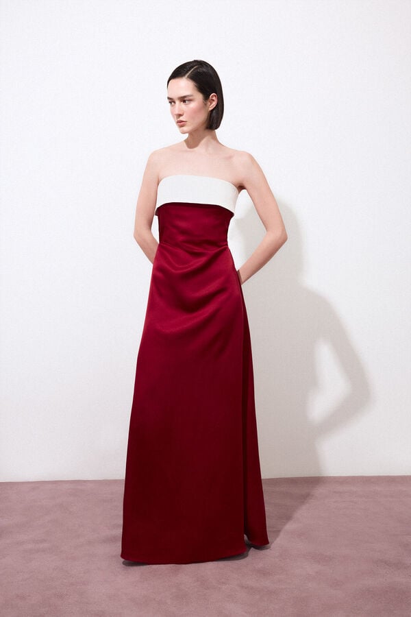 Pedro del Hierro Vestido comprido decote cai-cai Bordeaux