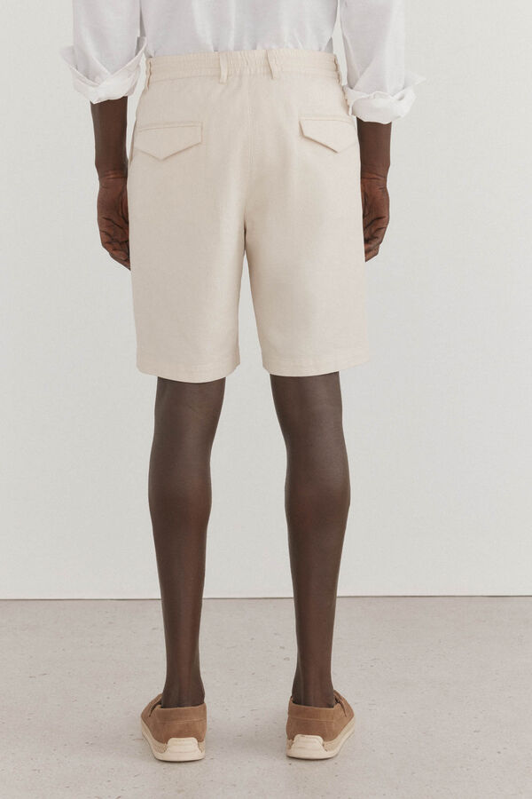 Pedro del Hierro Bermudas com linho e atacadores Ecru