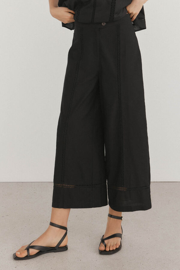 Pedro del Hierro Pantalon cropped ancho Negro