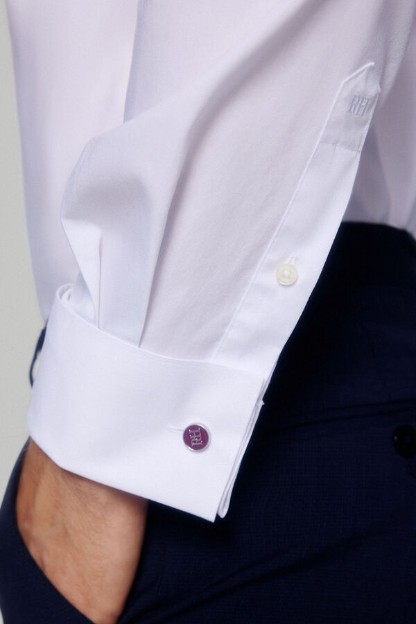 Pedro del Hierro camisa vestir gemelos estructura lisa non iron + antimanchas Branco