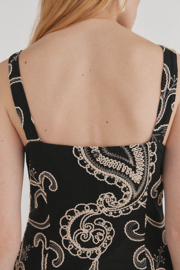 Pedro del Hierro Vestido bordado recto Negro