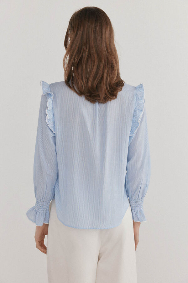 Pedro del Hierro Blusa rom&aacute;ntica rayas Azul