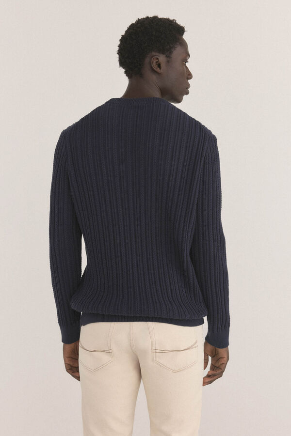 Pedro del Hierro Jersey estructura marino cuello redondo Azul