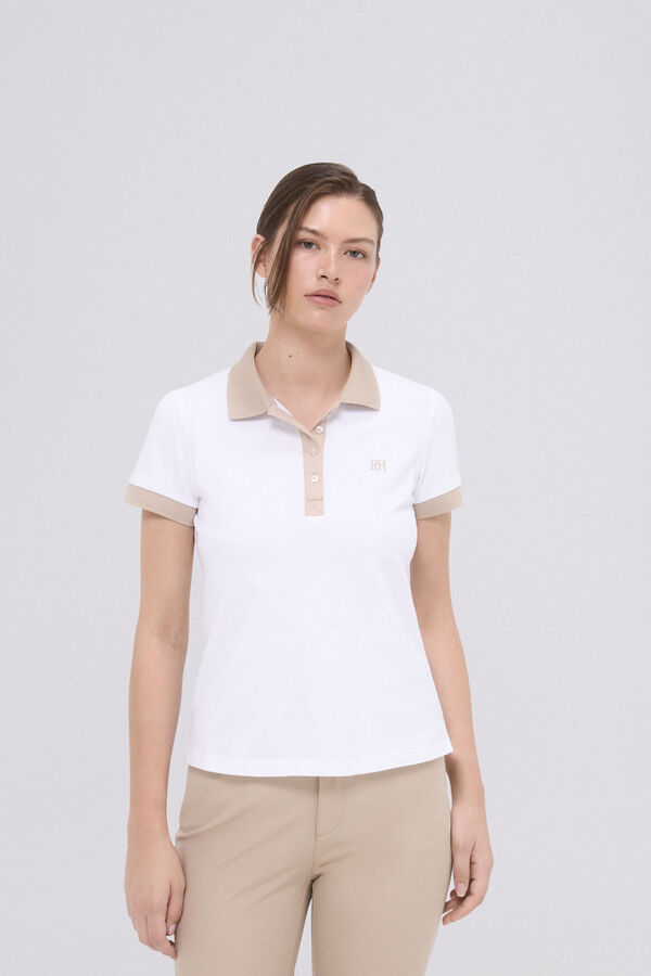 Pedro del Hierro Pólo de golfe de manga curta Ecru