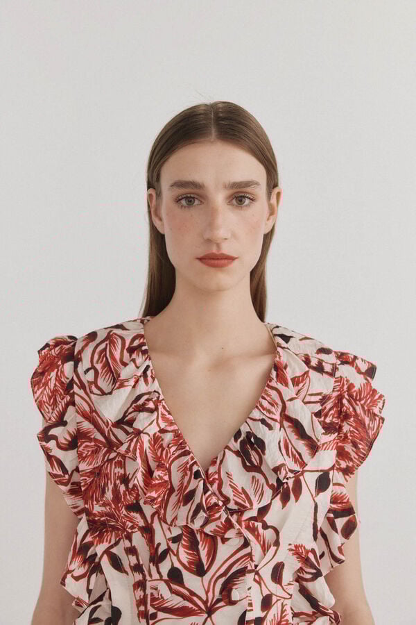 Pedro del Hierro Top fluido estampado Burdeos