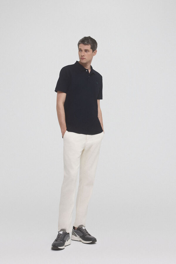 Pedro del Hierro Polo b&aacute;sica com logo bordado Azul