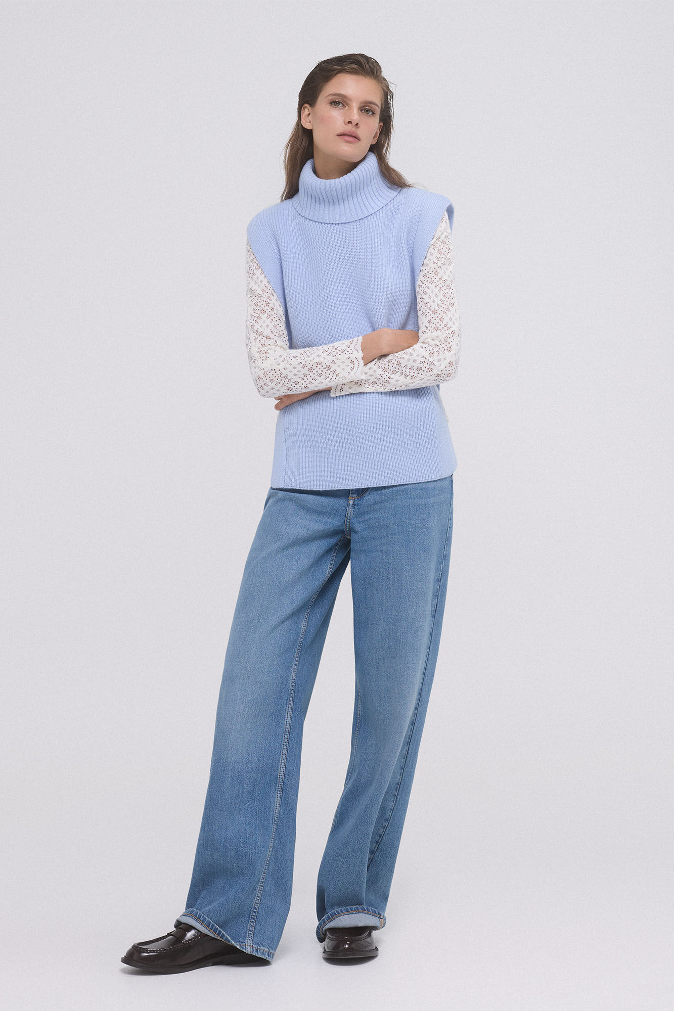 Pedro del Hierro Colete com fendas laterais e gola remov&iacute;vel