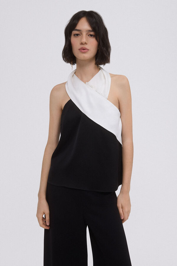 TFP by Tamara Falcó Top halter bicolor Negro