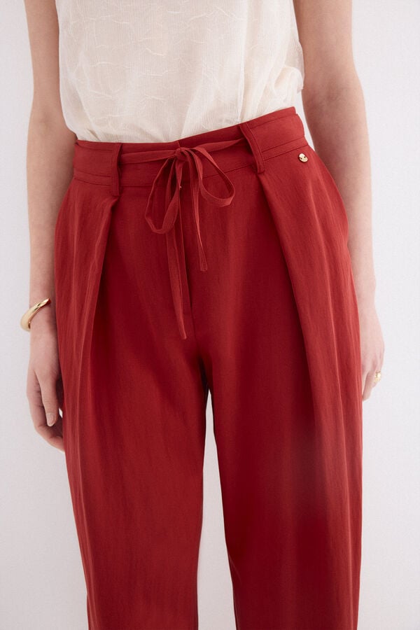 Pedro del Hierro Cal&ccedil;as com pregas Vermelho