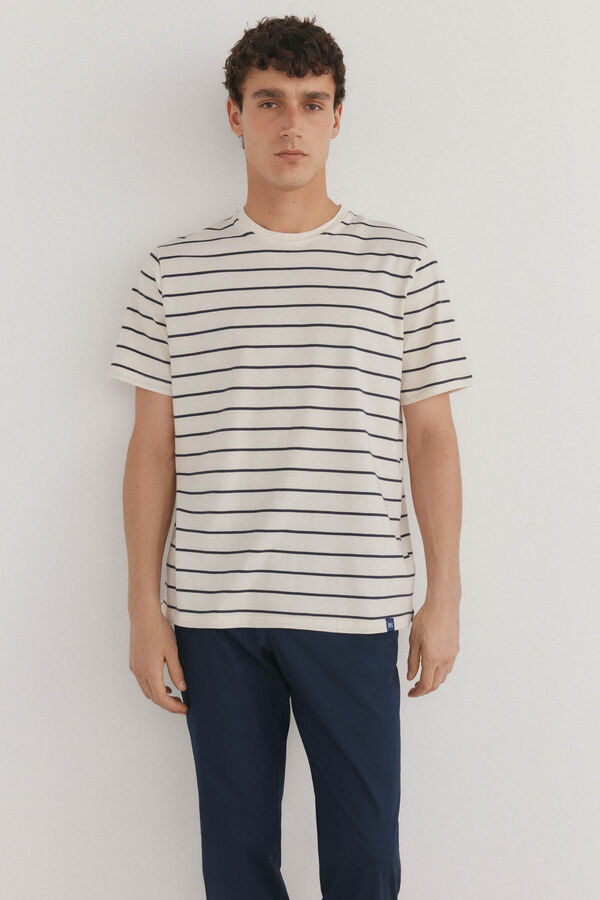 Pedro del Hierro Camiseta r&uacute;stica de rayas Crudo