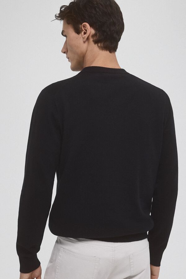 Pedro del Hierro Jersey algod&oacute;n seda cashmere cuello redondo Negro