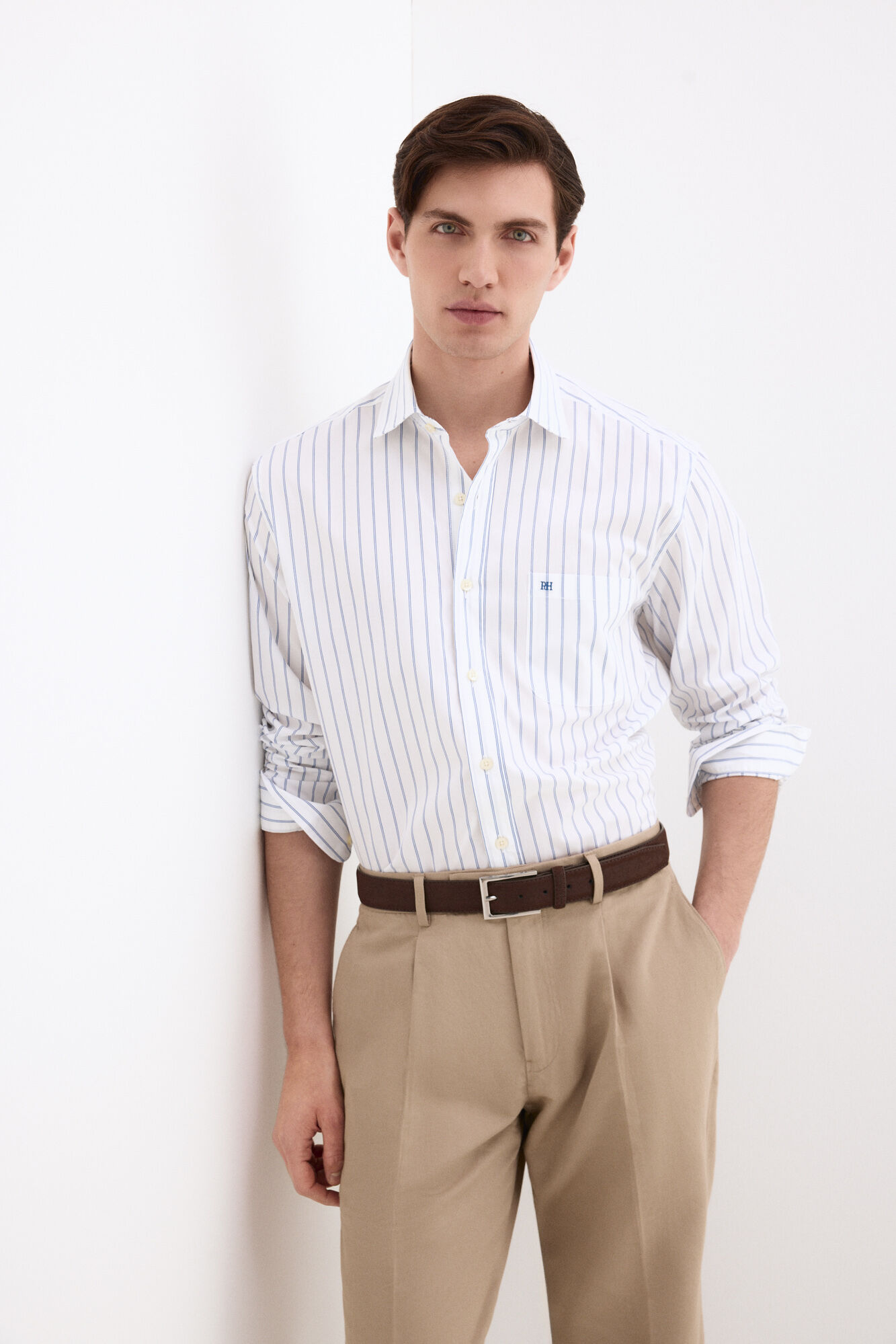 Pedro del Hierro Camisa &agrave;s riscas em tecido italiano