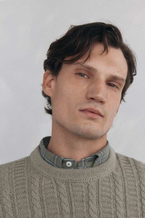 Pedro del Hierro Jersey lana cables cuello redondo Verde