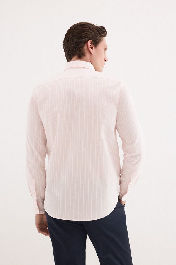 Pedro del Hierro Camisa popel&iacute;n labrado rayas Rosa