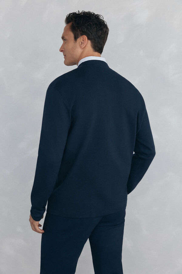 Pedro del Hierro C&aacute;rdigan punto algod&oacute;n cuello pico botones Azul