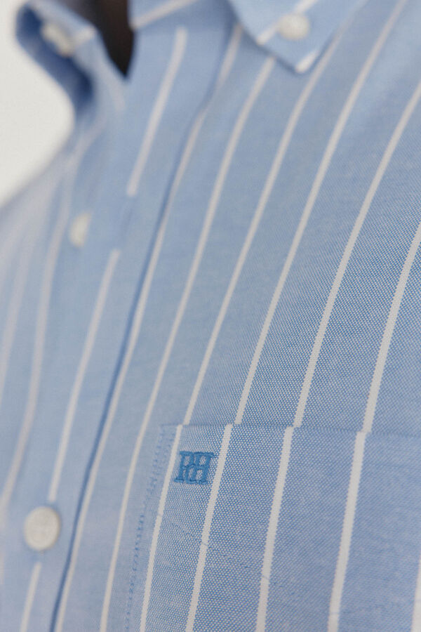 Pedro del Hierro Camisa oxford riscas sem ferro Azul