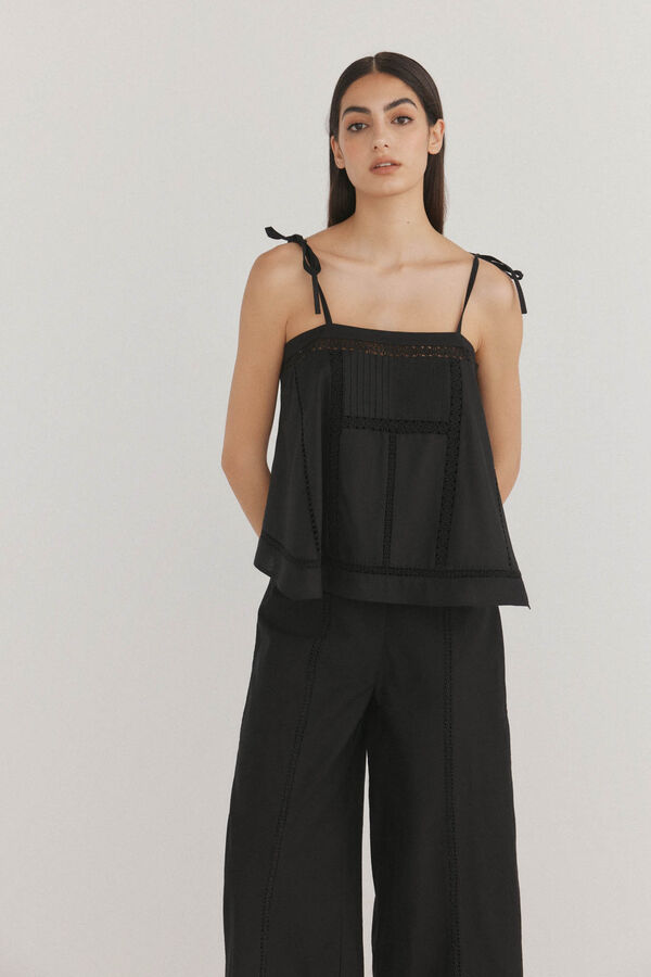 Pedro del Hierro Top de al&ccedil;as com bicos Preto