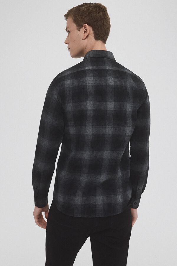 Pedro del Hierro Camisa de twill em xadrez de cashmere touch Cizento