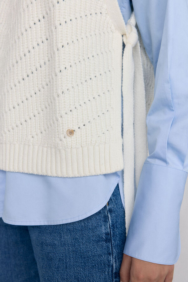 Pedro del Hierro Chaleco de punto lazada Crudo