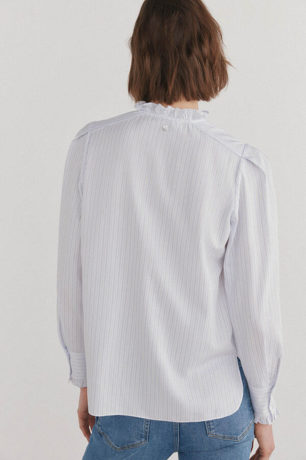 Pedro del Hierro Camisa rom&aacute;ntica con volantes Azul