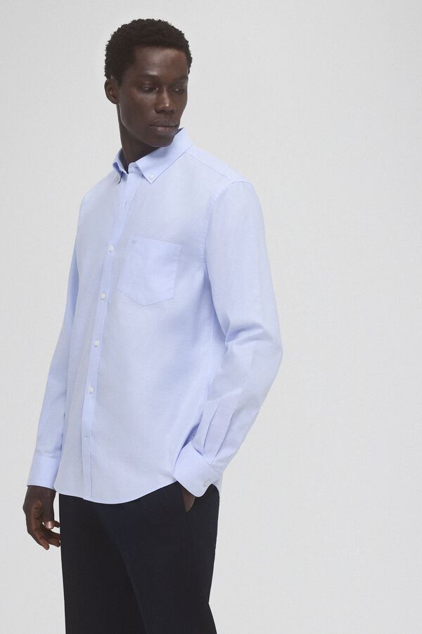 Pedro del Hierro Camisa non iron oxford liso Azul