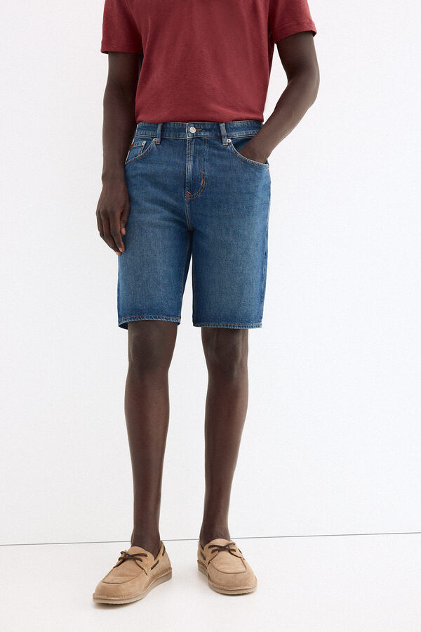 Pedro del Hierro Bermuda regular em denim Azul