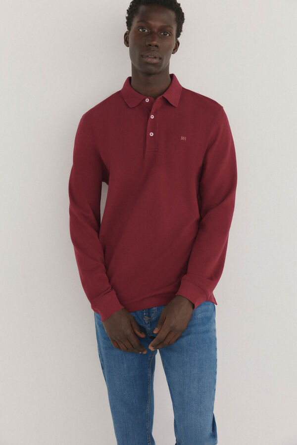 Pedro del Hierro Polo b&aacute;sico manga larga Burdeos