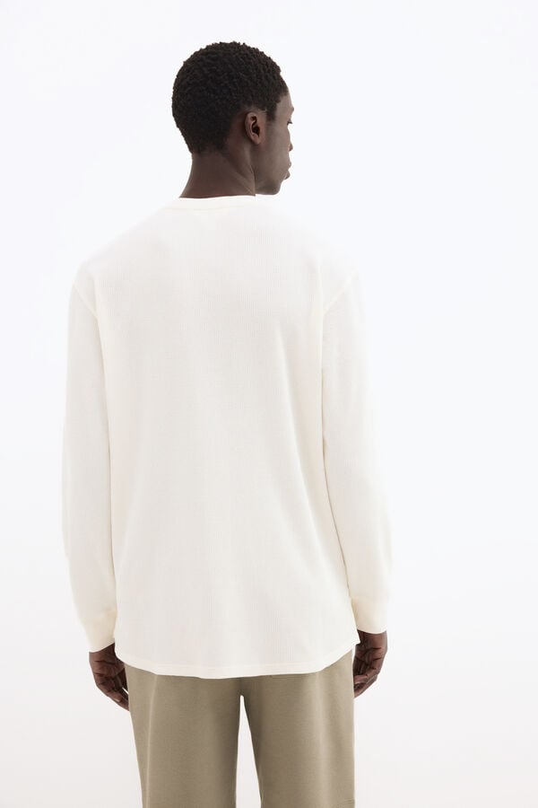 Pedro del Hierro T-shirt waffle em algod&atilde;o espanhol Branco