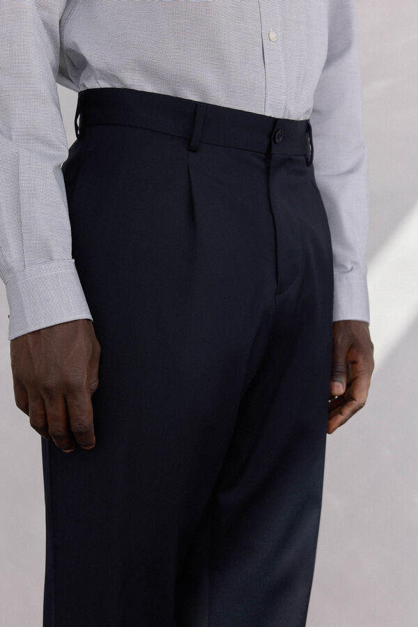 Pedro del Hierro Pantal&oacute;n pinzas lana Azul