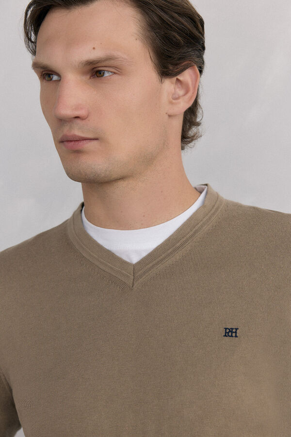 Pedro del Hierro Camisola gola em bico Beige