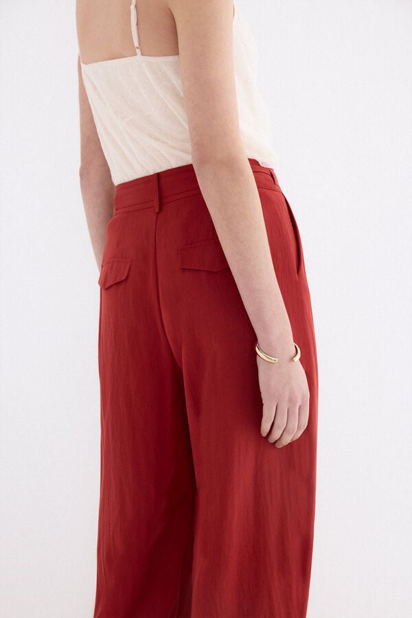 Pedro del Hierro Cal&ccedil;as com pregas Vermelho