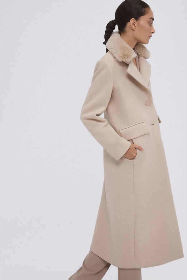 Pedro del Hierro Abrigo de pa&ntilde;o Beige